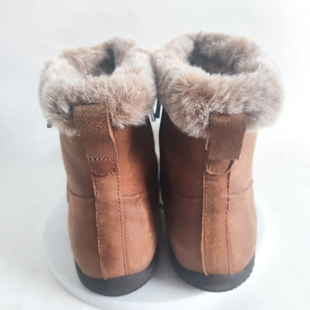SoftWalk Helena Tan Leather Bootie Winter Boots Shoes 9 M‎ Faux Fur Lined Warm